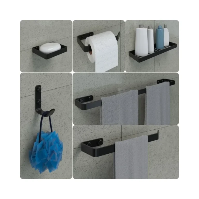 Kit de Acessorios P/Banheiro - 6Pcs Black - (4 Un P/Cx)
