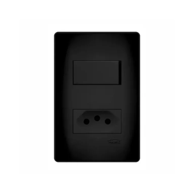 1Interruptor Simp e 1Tom Habitat Preta 10A Fame