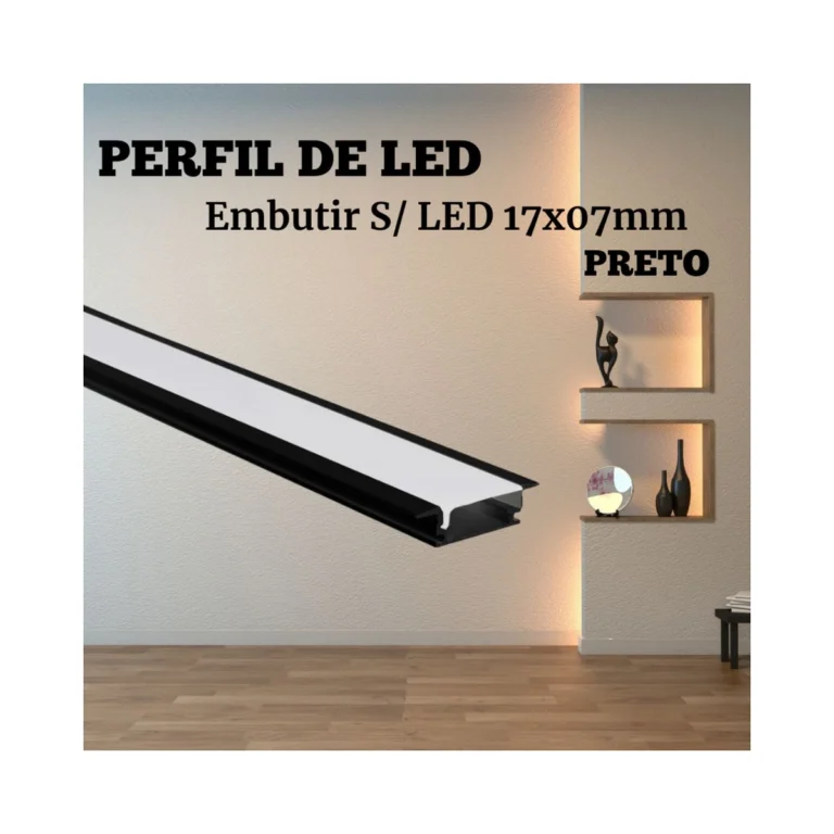 Perfil Embutir Preto 1 M