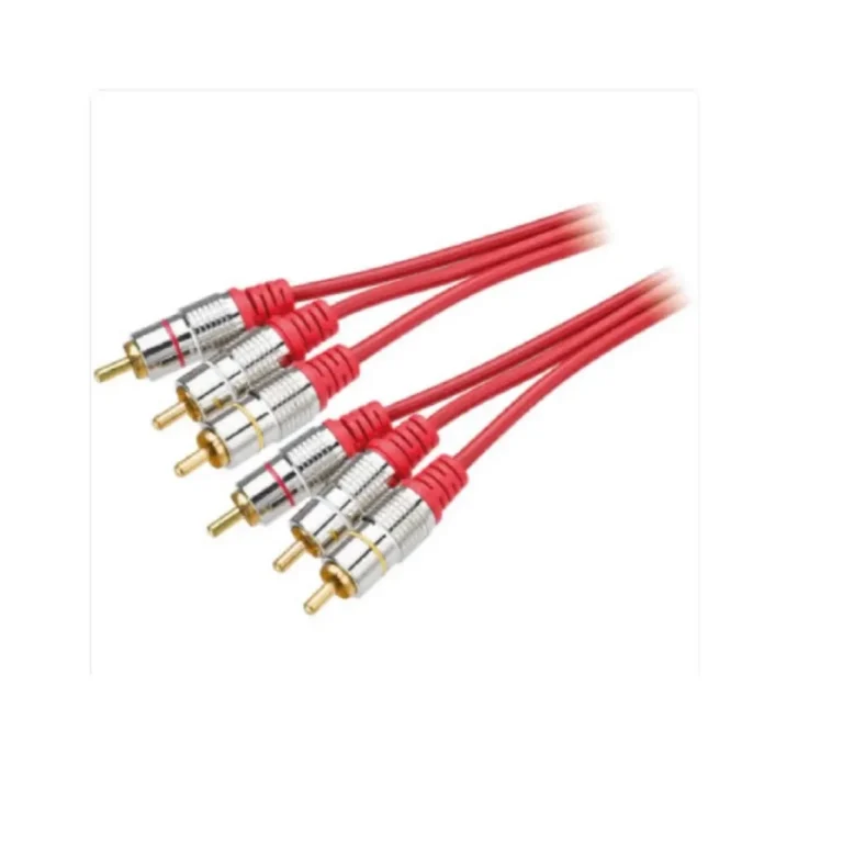 Cabo 3 RCA + 3 RCA O.D: 4 mm Profissional Metal/Dourado 1.8M
