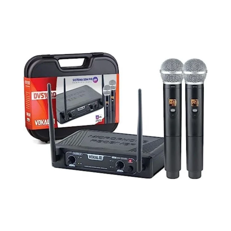 Microfone sem Fio de Mão Duplo UHF Dvs100Dm Vokal