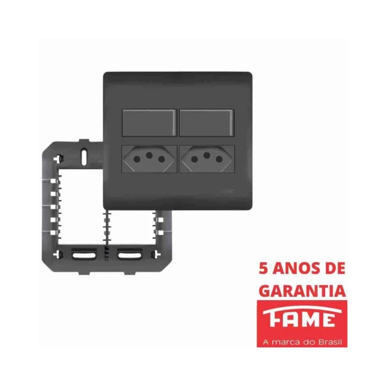 Modulo Tomada Pad 2P+T Preto Habitat 10A Fame