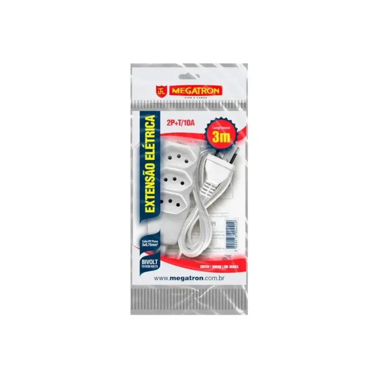 Cordao Prolongador Pp Plano 3x0,75x3,0M Ate 220V Pr Blister
