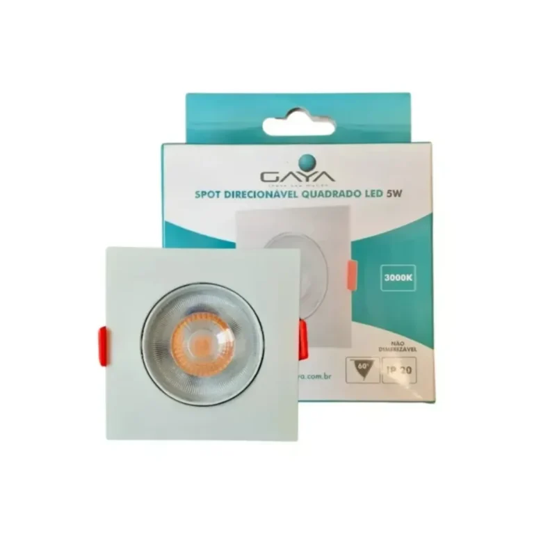 Spot LED Quadrado 5W 3000K Gaya