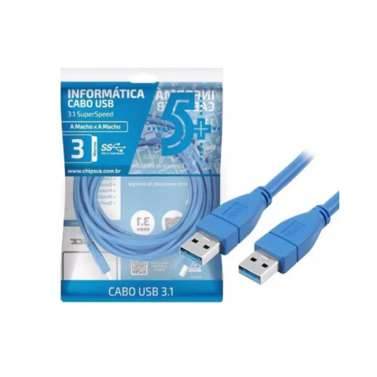 Cabo USB 3.1 - USB A Macho + USB A Macho 3.1 - 2M - Azul