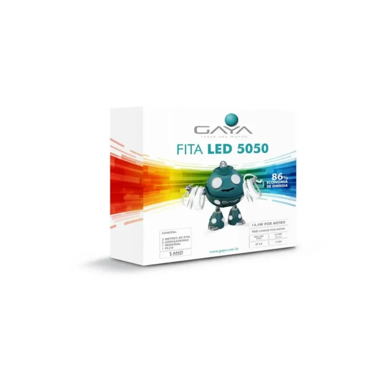 Fita LED 5050 110V 14.4W Azul 5M + Aces Gaya