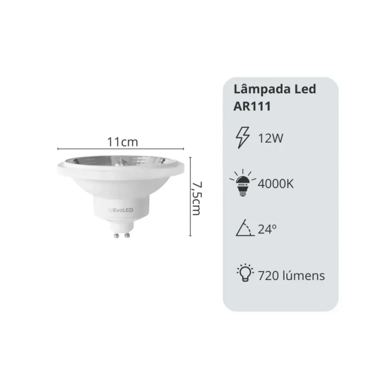 Lâmpada AR111 LED GU10 12W 4000K 24 Lumanti
