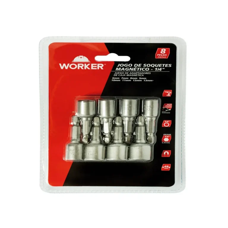 Jogo Soquetes Magnetico 8 Pcs 48 mm Worker