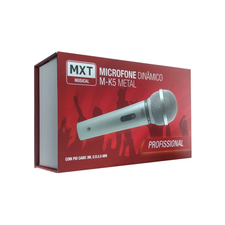 Microfone Dinamico de Metal Prata C/Chave MXT