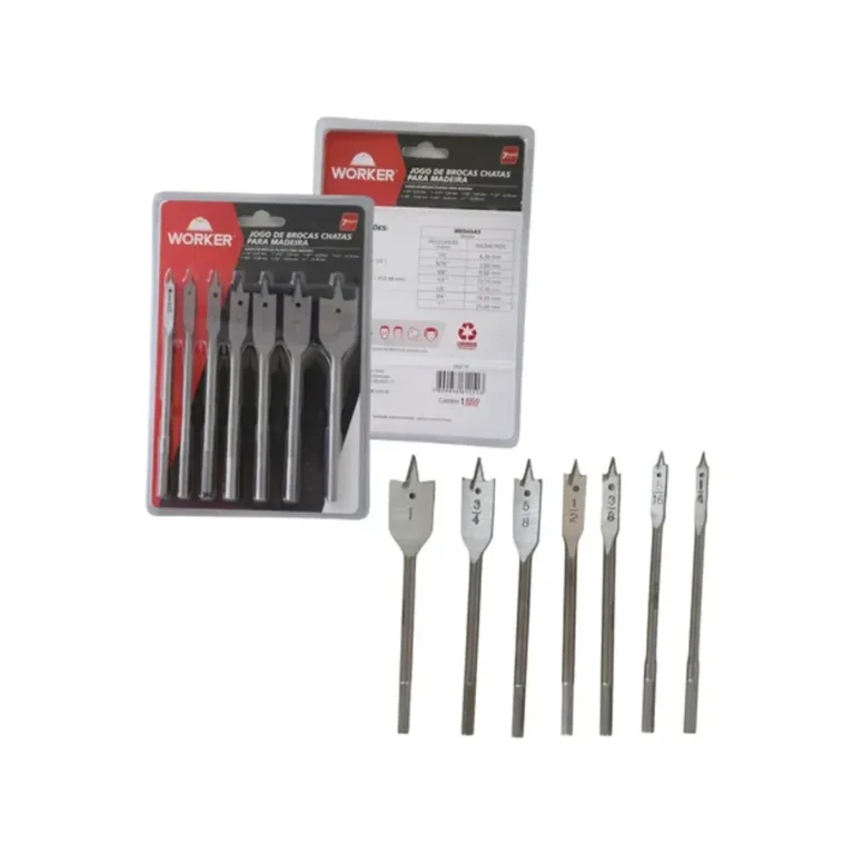 Jogo Brocas Chatas 7 Pcs 1/4 - 1" Worker