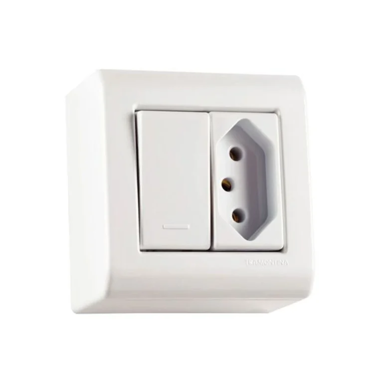 Interruptor Simples + 1 Tomada 20A Lizflex Sobrepor Tramonti
