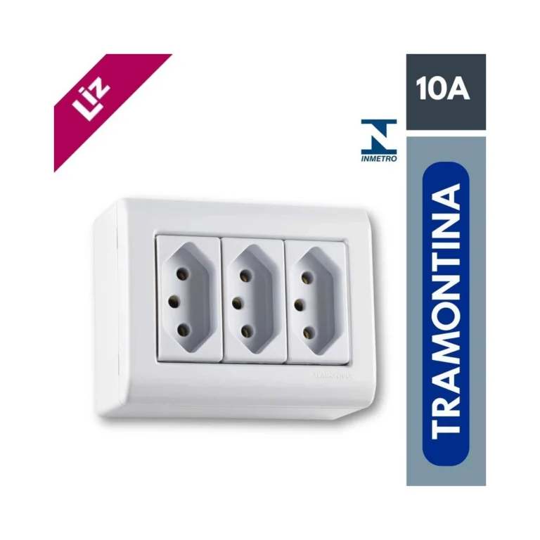3 Tomada 2P+T em 10A Lizflex Sobrepor Tramontina