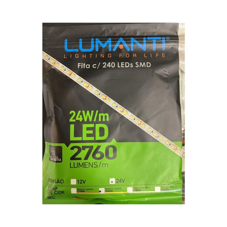 Fita LED 24V C/ 240 Leds Smd 3000K 24W Lumanti por Metro