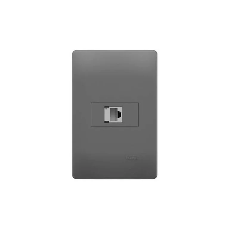 Tomada Rede RJ45 Cat 5E 8V com Placa 4x2 Habitat Preta Fame