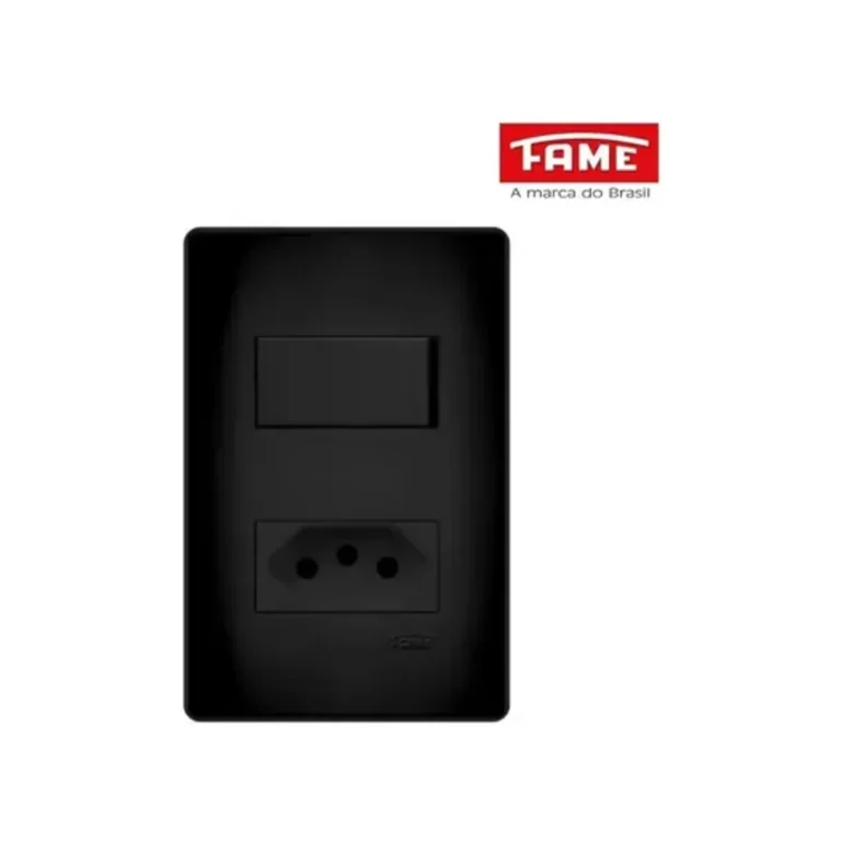 1 Interruptor Simp e 1Tom Habitat Preta 20A Fame