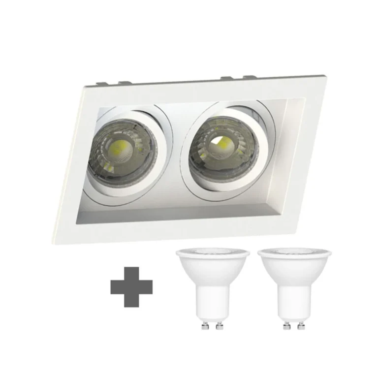 Spot Duplo Recuado MR16 Quadrado Branco