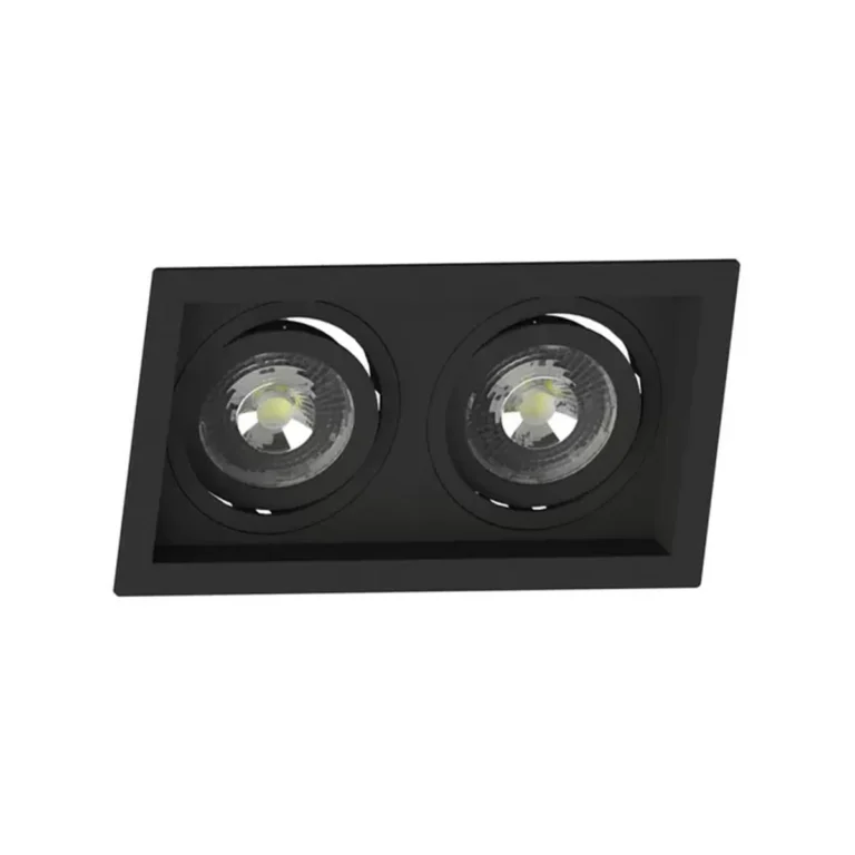 Spot Recuado Duplo MR16 Quadrado Preto
