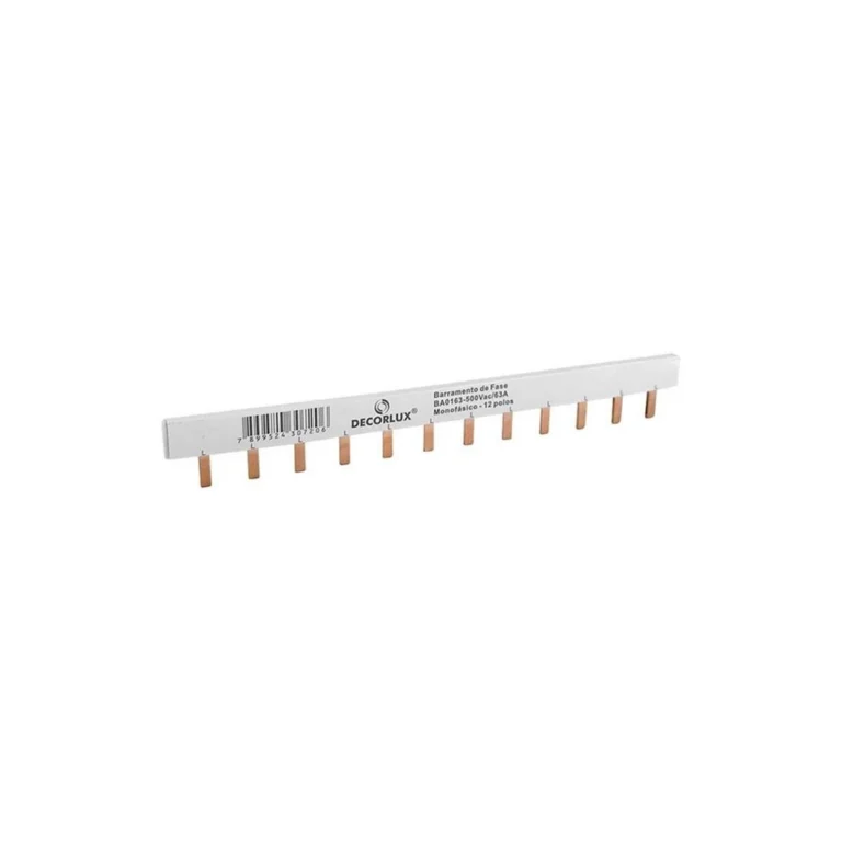 Barramento de Fase 1P 63A 500V 21,5 cm, 12 Pinos Decorlux