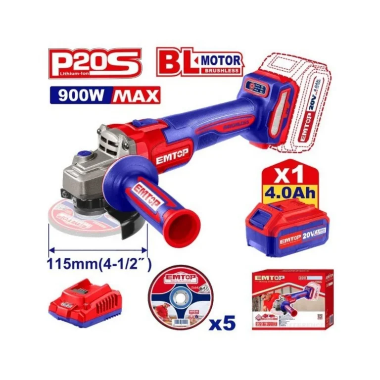 Esmerilhad Ang 115 mm(4.1/2") 900W C/Bat Emtop