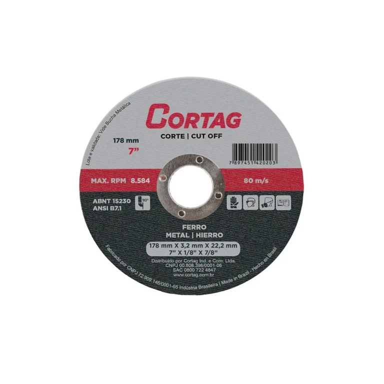 Disco de Corte Ferro Cortag 178 mm - 7" x 1/8" x 7/8" Imp