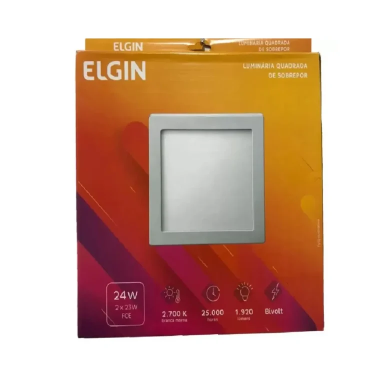 Luminária Sobrepor 24W 2700K Quadrado Elgin