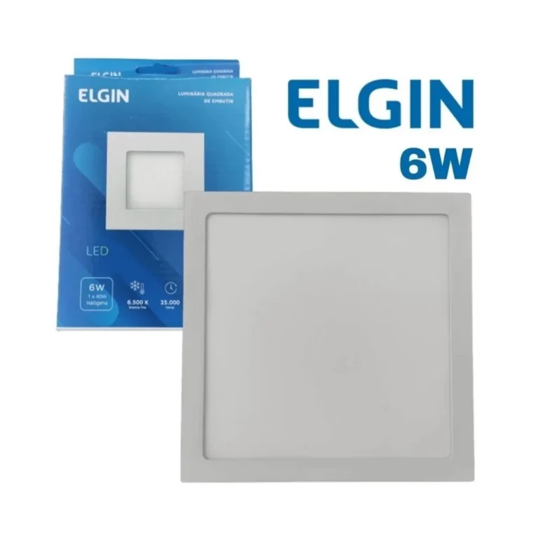 Luminária 6W Embutir Quadrado 6500K Elgin