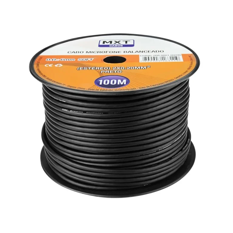 Rolo de Fio Fino Microfone 2 x 0,20 mm Pt Multcabo
