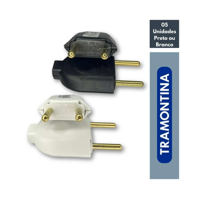 Plugue Macho 2P 10A/250V Pr/Br Tramontina