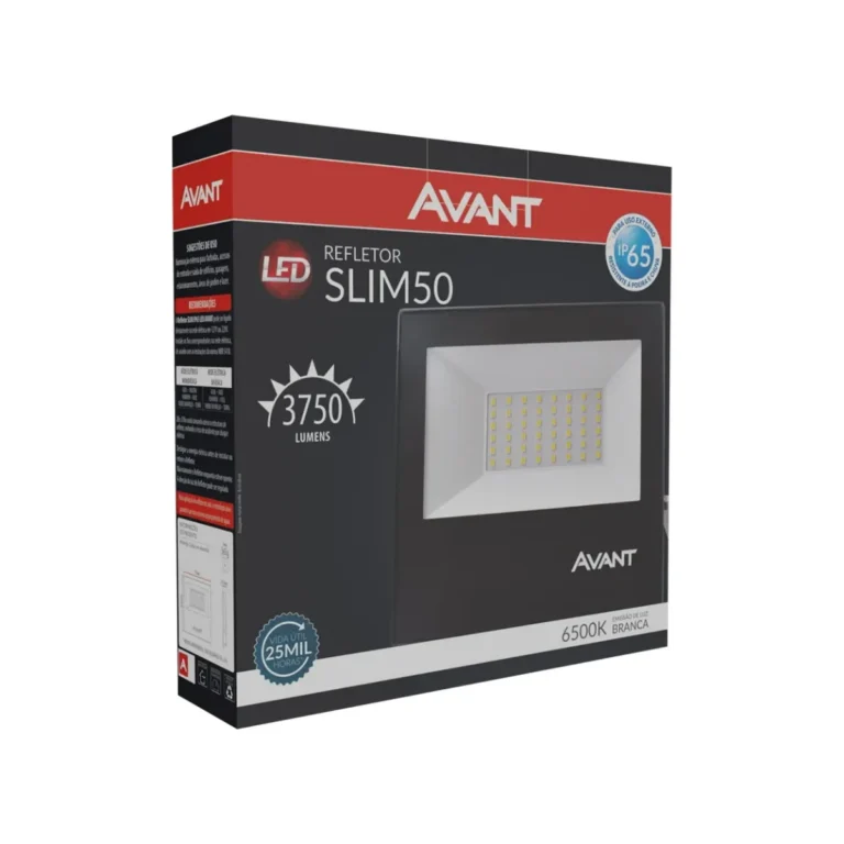 Refletor LED 50W Biv 6500K Preto Avant